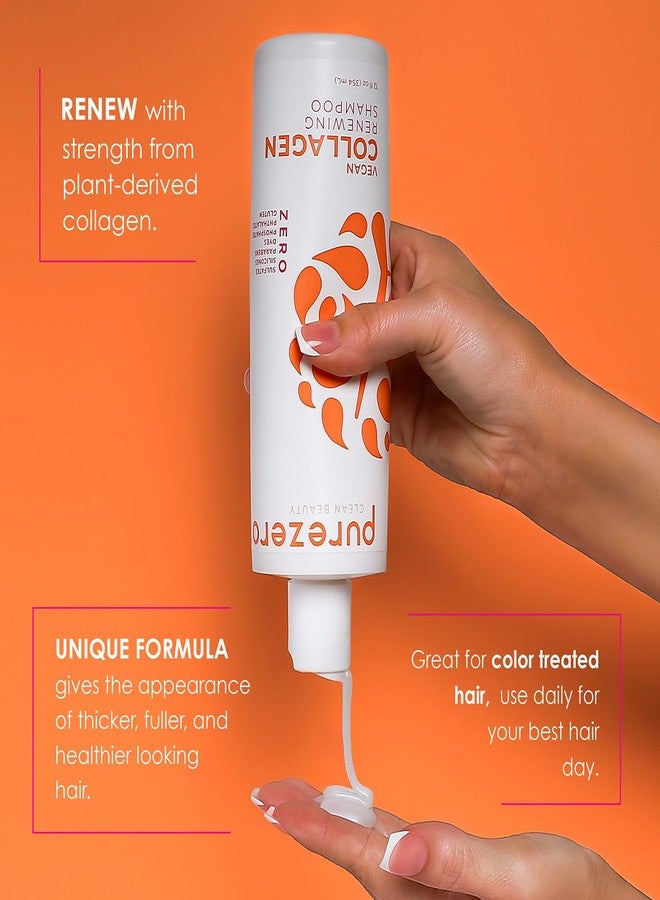 Purezero Collagen Silicone Free Shampoo & Conditioner Set - Strengthening & Hydrating - Duo for Dry or Damaged Hair – Plant-Based Collagen, Sulfate-Free, Paraben-Free, Cruelty-Free, 2 × 12 oz - Image 4